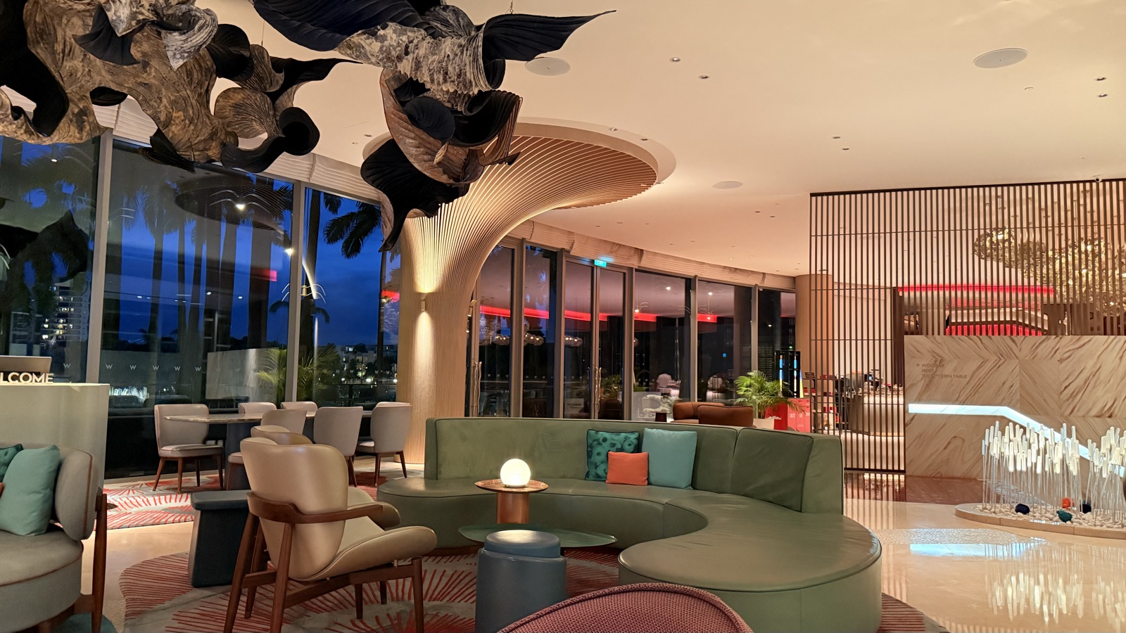 W Singapore lobby with signature contemporary lighting and design